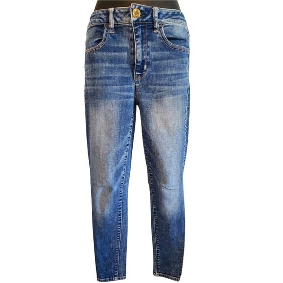 American Eagle Outfitters jeans Super Stretch distressed blue size 4 short - Picture 1 of 6